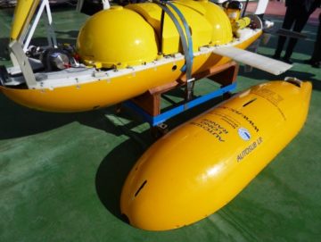 A yellow autonomous submarine