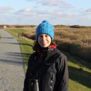 A person wearing a helmet.