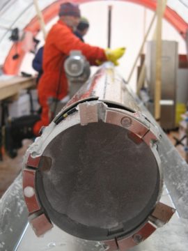 A close up of a machine to drill for ice cores