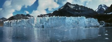 A close up of a snow covered mountain.