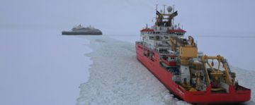 A small boat in a body of water