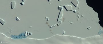 A satellite photo of an ice field