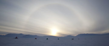 Sledge Romeo (field station), Geology Project. Camp 9, Mt Tricorn, with a sun halo