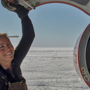 British Antarctic Survey pilot Vicky Auld at Berkner Island, Antarctica