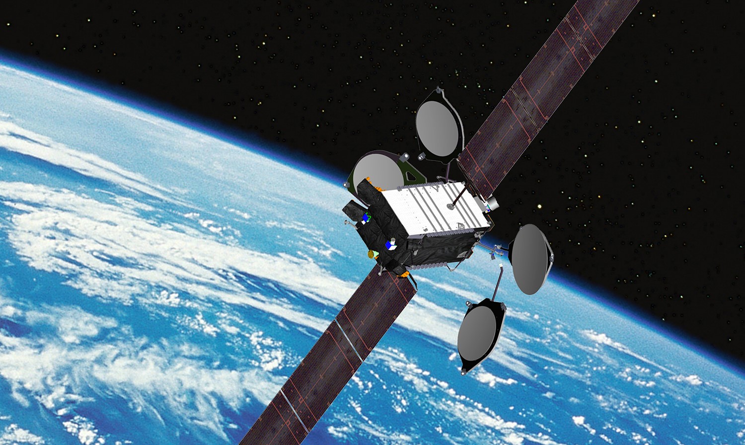 A satellite in orbit above the Earth