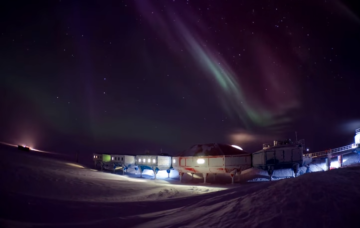 A sky view looking up at night.